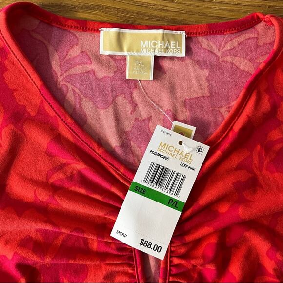 Michael Kors Shadow Fleur Print long sleeve top deep pink - PL - Picture 10 of 11